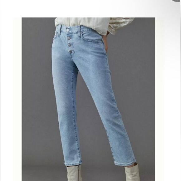 Anthropologie Adriano Goldschmied Nolan Ankle Button Up Relaxed Slim Ankle Jeans - Picture 1 of 6